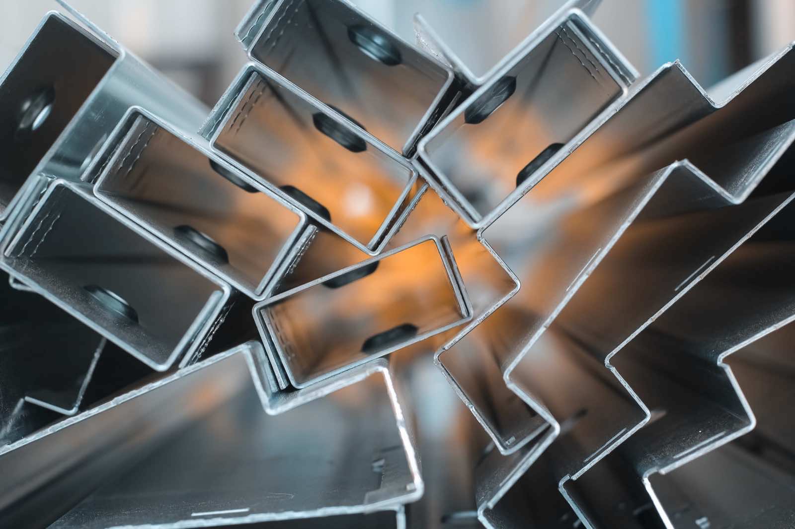 Stacked structural steel sections